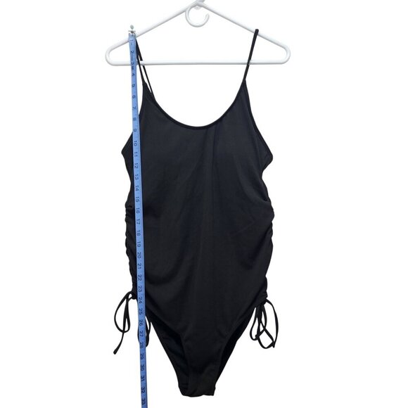 Summer Mae Black Ruched Side One Piece Swimsuit Size M Adjustable Drawstring - Picture 8 of 9